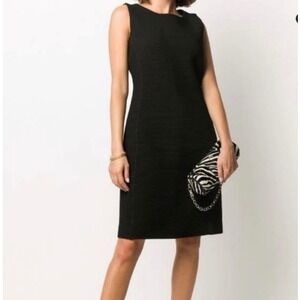 Armani Collezioni Black Sleeveless Bodycon Ribbed‎ Knit Sheath Dress 4 Cocktail